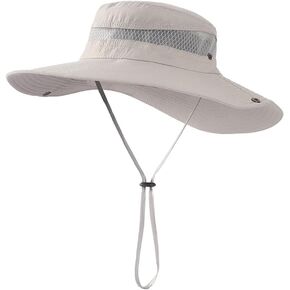 Men's Visor Hat Camouflage Bucket Hat Large Brim Hunting Hat with Chin Strap UV Protection