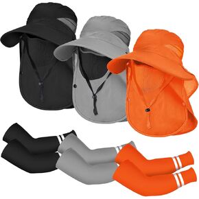 Berlune 6 PCS Hat Hat Hat Hats مع غطاء الوجه وأكمام الذراع قبعة المشي لمسافات طويلة في الهواء الطلق حماية UV