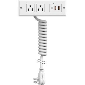 Drawer Outlet Kit，Recessed Power Strip with PD 20W Fast Charging USB C Port,QC3.0 USB-A Port ETL Listed Conference Furniture Recessed Power Outlet (White)
