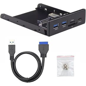 PC Motherboard Front Panel Floppy Bay Adapter, 20Pins to USB-C USB 3.0 Expansion Adapter