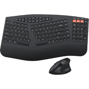 Adventurers Ergonomic Wireless Keyboard and Mouse, Wireless Silent Keyboard with Vertical Mouse and Cushioned Wrist Rest, Dual-Mode Connection-2.4G Bluetooth,Applicable to PC and MAC-Pink
