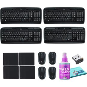 4X Logitech MK320 Wireless Desktop Keyboard and Mouse Combo (920-002836) Bundle Including: USB Reciever, Mouse Pad, Monitor Cleaning Kit