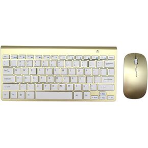 USonline911 Premium Quality Gold Wireless Keyboard and Mouse, Wireless Mouse and Keyboard Combo, 2.4GHz Silent USB Wireless Keyboard Mouse Combo Waterproof for PC Desktops Computer, Laptops, Windows