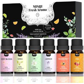 مجموعة الزيوت العطرية-MISIJI S121A الزيوت العطرية للناشر للمنزل، روائح الزيوت الناشرة للعلاج العطري، الغسيل، صناعة الشموع والصابون، مرطبات 12 رائحة/0.17FL.OZ