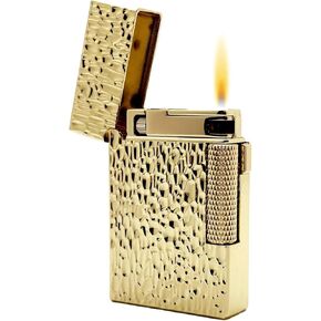 Visol Hubbard Traditional and Torch Flame Refillable Gas Lighter, Flint and Windproof Adjustable Flame Lighter (Shipped Without Butane) (Brushed Stripes Silver)