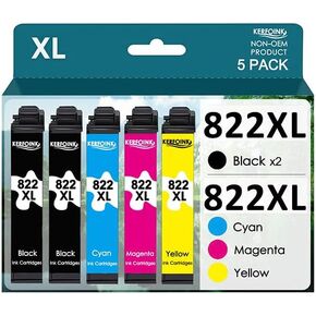 822XL Remanufactured Ink Cartridge Replacement for Epson 822XL Ink Cartridges 822 822 XL for Workforce Pro WF-3820 WF-3823 WF-4820 WF-4830 WF4833 Printer (Black Cyan Magenta Yellow, 5 Pack)