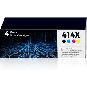 414X Toner Cartridges 4 Pack High Yield Replacement for HP 414X HP414X 414A for Color Laser Jet Pro MFP M479fdw M454dw M479fdn M454dn MFP M480f M455dn Toner, W2020X Black & Color Toner with Chip