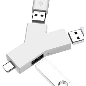 USB C 3 Port USB hub, Mini USB 3.0 hub, 3 Port Compact Portable high-Speed USB 3.0 Data hub, Suitable for Flash Drives, Mobile Hard Drives, laptops (White)