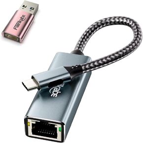 USB-C & USB-A to Gigabit Ethernet Adapter, RJ45 Type C Ethernet Converter, USB-C LAN Card NIC Adapter Supports Thunderbolt 3/4 for iPhone 15, Mac, MacBook Pro/Air, Laptop