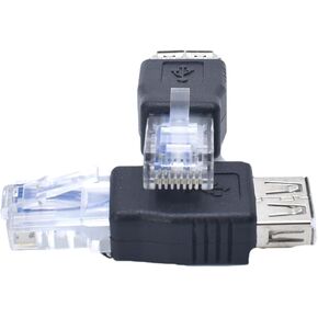 2pcs Ethernet to USB Adapter USB to Ethernet Adapter,RJ45 Ethernet Male to USB Female Converters for ADSL Modem, Routers