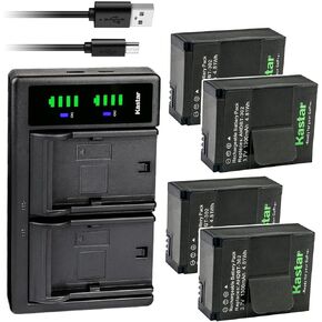 Kastar 4-Pack Battery and LTD2 USB Charger Replacement for GoPro AHDBT-201 AHDBT-301 AHDBT-302 Battery, ACARC-001, AWALC-001, AHBBP-301 Charger, GoPro HD HERO3+ Silver Edition, HD HERO3+ Black Edition