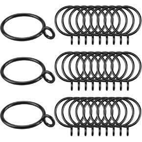 حلقات ستائر 30 قطعة من حلقات الستارة المعدنية مع قضيب ستارة العيينة ومشبك حلقي للستائر المزخرفة وحلقات حلقات حلقية ودبابيس خطافية لنافذة الحمام والمنزل والمطبخ (فضي، 1.5 بوصة/38 مم) in Kuwait