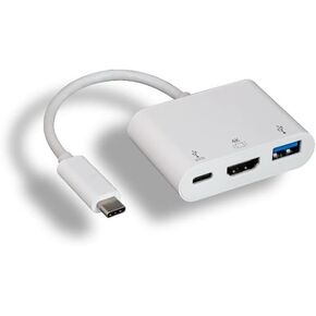 compucablePlususa Best USB 3.1 Type-C Male Converter to Female/HDMI 4K@30Hz/USB 3.0 Type-A/USB 3.1 Type-C Charging Adapter (Data + Power) Adapter. 3 في 1 USBC إلى محول HDMI Hub 34 AWG. (محول HDMI)
