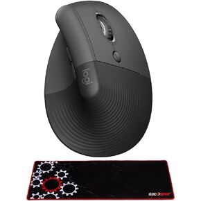 Logitech Core 910-006466 Ergo Series Lift Vertical Ergonomic Wireless Mouse Bluetooth/USB Graphite Bundle with Deco Gear Large Extended Pro Gaming Mouse Pad Water Resistant Non-Slip 12 x 32 inch