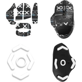 Mouse Grip Tape for Logitech G604 Gaming Mouse, Rounded Curved Edges Mouse Feet Skates,Self-Adhesive PreCut Sweat-Resistant Professional Mice Upgrade Kit(Foot pad + Black Mouse Grip Tape)