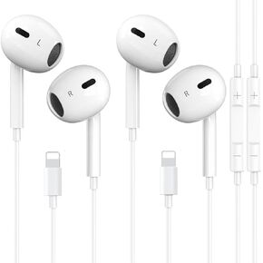 2 Pack for iPhone Headphones Wired Earbuds Earphones Built-in Microphone & Volume Control Nosie Reduction Headsets Compatible with iPhone 14/13/12/11/XR/XS/X/8/7/SE/Pro/Pro Max, Support All iOS System