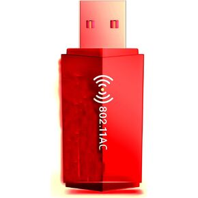 USB WiFi Adapter - AC1300 5G/2.4G Dual Band USB3.0 Wireless Dongle for PC/Laptop with Antenna - Win11/10/7 - Gaming High-Speed WiFi Card (red)