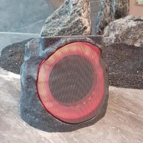 Solar Rock Speakers Outdoor Water-Resistant Solar Powered Rock Speaker with Lights TWS Patio Outside Garden BBQ Deck Gray 1-Pack