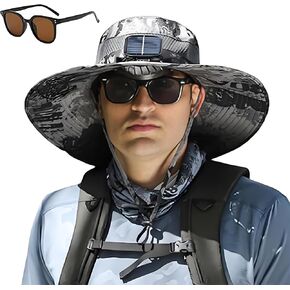 Sherum Cooling Hat, Solymall/Cumuul Cooling Hat, Upf50+ Sun Protection with 2 Solar Fans Built in, Comfortable