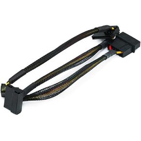 Monoprice 18inch 4pin MOLEX Male to 3x 15pin SATA II Female Power Cable with Net Jacket