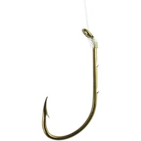 Baitholder Snelled Hook, Size 1, 2 Sliced Shank, Offset, Down Eye, Bronze, 6 per Pack