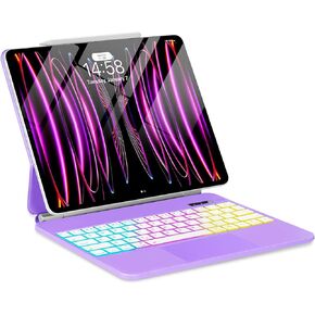 Magic for iPad Air 13-inch M3 M2 2025 2024 Case with Keyboard Pro 12.9 inch 6th 5th 4th 3rd Gen, Trackpad Floating Rainbow Backlit TouchPad Keypad with Cantilever Magnetic Cover Black