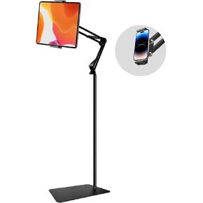 Tablet Floor Stand, Overhead Tablet Mount Adjustable Stand Holder, Bed Phone Holder Compatible with iPhone iPad Pro Air Mini, Samsung Tab, Kindle, E-Readers or Other 4.7~12.9 inch Screen Devices