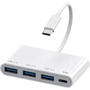 USB C HUB ، USB C إلى USB 3.0 محول متعدد الأطوار ، 4 في 1 USB3.0 مركز تمديد إلى 4-PORT USB-A الخائن ، 1 USB3.0+2 USB2.0 محول نقل السرعة العالي لـ MacBook Pro ، IMAC وما إلى ذلك (Type-C)