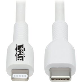 Tripp Lite Safe-IT USB-C to Lightning Charge Cable, Hospital-Grade Protection (M/M), MFi Certified, White, 6.6 Feet / 2 Meters, 2-Year Warranty (M102AB-02M-WH)