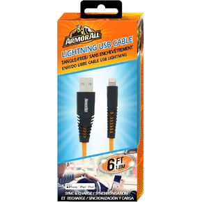 Armor All 6ft Lightning Cable, Tangle Free, Sync and Charge, Xtreme Ease of Use