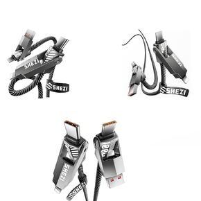 SHEZI Upgraded 4 in 1 100W +240W USB C Cable Lightning Cable Nylon Braided Fast Charging Cable