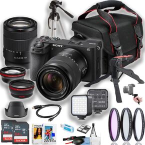 Sony a6700 with 18-135mm Lens + Tripod + Camera Case + LED Light + More (18pc Bundle)