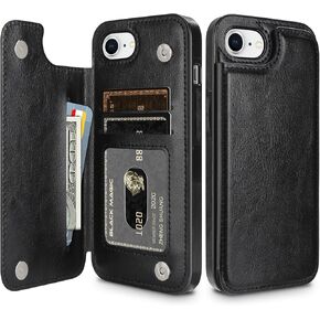 Hiandier for iPhone 16E Case Wallet with Card Premium PU Leather Flip for iPhone 16E مع غلاف مغناطيسي مغناطيسي مزدوج الرجال Slim Shockproof Protction