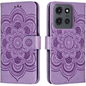 ل Motorola Moto G 2025 Case Wallet مع حامل Kickstand غطاء الوجه من الجلد الناعم المغناطيسي ل Moto G 5G 2025 (الأرجواني)