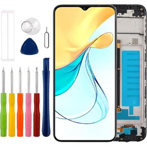 [with Frame][New] Duotipa 6.6" LCD Display Touch Screen Digitizer Assembly Replacement for ZTE Blade V50 Design 4G with Technical Repair Tools Kit-Black