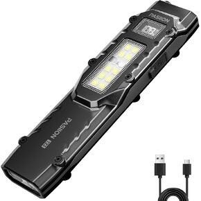 EDC Tactical Flashlight, Flat Flashlights Rechargeable,Dual-Switches LED Small Flashlight with Digital Display,Stainless Steel 8 Modes Pocket Flash Light for Home, Camping,and Emergency Use in Saudi Arabia