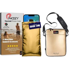 PHOOZY Thermal Phone Case - Apollo Series (Large Gold) + Insulated Thermal Sleeve Laptops, iPads, MacBooks & Similar Sized Tablets or Laptops up to 11" (Gold)