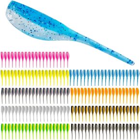 2 in Handmade Swimbaits Lure for Trout Crappie Bass Walleye, Paddle Tail Stinger Shad Jigs Perch Ice Fishing Baby, 9 Colors Soft Plastics Bait Swimmer for Saltwater/Freshwater, 180 PCS