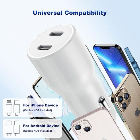 iPhone 14 13 شاحن سيارة ، [Apple MFI Certified] 45W Port USB C Rapid Apple Car Adapter مع 6 قدم من النوع C إلى Cable Lightning Charging For iPhone 14 Pro/14 Pro Max/14 Plus/13/11/11/X/XS/SE ، iPad in Kuwait