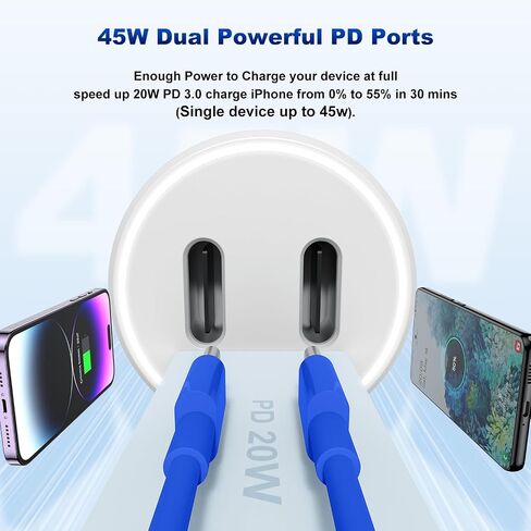 iPhone 14 13 شاحن سيارة ، [Apple MFI Certified] 45W Port USB C Rapid Apple Car Adapter مع 6 قدم من النوع C إلى Cable Lightning Charging For iPhone 14 Pro/14 Pro Max/14 Plus/13/11/11/X/XS/SE ، iPad in Kuwait