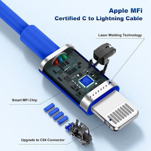 iPhone 14 13 شاحن سيارة ، [Apple MFI Certified] 45W Port USB C Rapid Apple Car Adapter مع 6 قدم من النوع C إلى Cable Lightning Charging For iPhone 14 Pro/14 Pro Max/14 Plus/13/11/11/X/XS/SE ، iPad in Kuwait