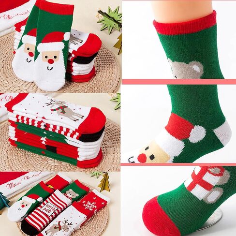 WBZOTSS 1 صندوق من 6 أزواج جوارب عيد الميلاد للأطفال جوارب قطنية دافئة غامضة هدية عيد الميلاد والعام الجديد للفتيات in Kuwait