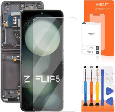 Original Inner Foldable for Samsung Galaxy Z Flip5 Screen Replacement for Samsung Z Flip 5 LCD Display SM-F731B SM-F731U LCD Digitizer Touch Screen Assembly Repair Part with Frame (Black) in Saudi Arabia
