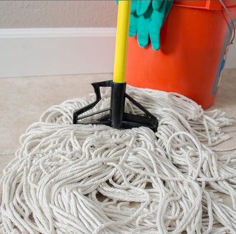 SPARTA 4166402 Spectrum Fiberglass Mop Handle With Quik-Release For Cleaning, Commercial, Residential, 60 Inches, White in Kuwait