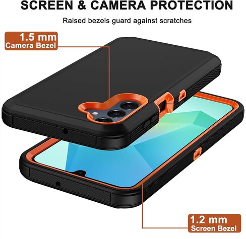 RubCase for Samsung Galaxy A16 5G Case with Belt Clip Holster,2X Screen Protector,Heavy Duty Military Grade Full Body Shockproof Dust-Proof Rugged Protective Cover for Samsung Galaxy A16 (Orange) in Kuwait