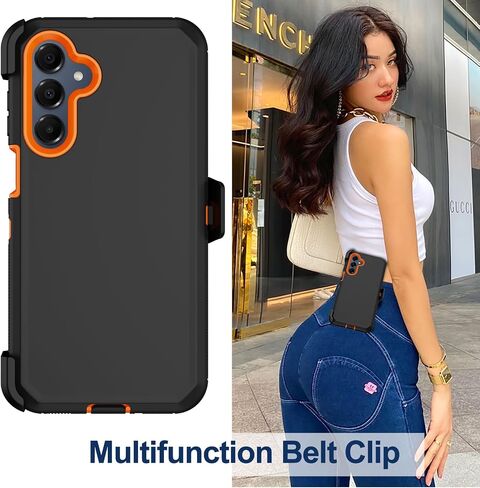 RubCase for Samsung Galaxy A16 5G Case with Belt Clip Holster,2X Screen Protector,Heavy Duty Military Grade Full Body Shockproof Dust-Proof Rugged Protective Cover for Samsung Galaxy A16 (Orange) in Kuwait