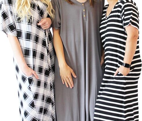 فستان نوم نسائي من Undercover Mama، بأكمام قصيرة وطول كامل، ثوب نوم ناعم in Kuwait