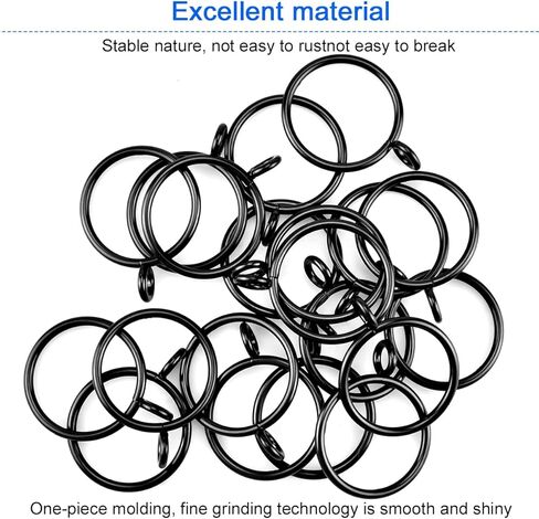 حلقات ستائر 30 قطعة من حلقات الستارة المعدنية مع قضيب ستارة العيينة ومشبك حلقي للستائر المزخرفة وحلقات حلقات حلقية ودبابيس خطافية لنافذة الحمام والمنزل والمطبخ (فضي، 1.5 بوصة/38 مم) in Kuwait