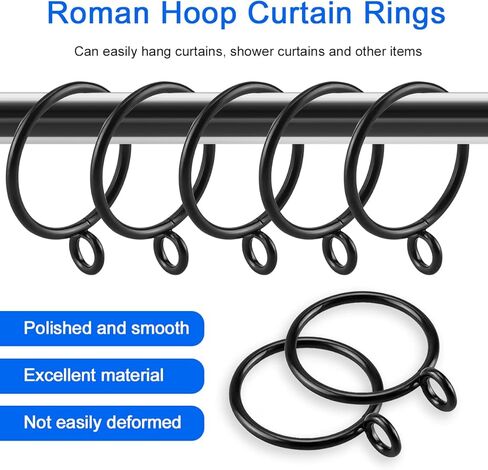 حلقات ستائر 30 قطعة من حلقات الستارة المعدنية مع قضيب ستارة العيينة ومشبك حلقي للستائر المزخرفة وحلقات حلقات حلقية ودبابيس خطافية لنافذة الحمام والمنزل والمطبخ (فضي، 1.5 بوصة/38 مم) in Kuwait