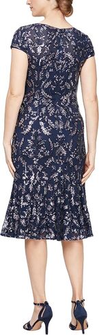 Alex Evenings Women's Tea Length Embroidered Cocktail Dress Featuring Godets-Special Occasions and Weddings (Petite and Regular Sizes), Shell Pink (3D Flower) in Saudi Arabia